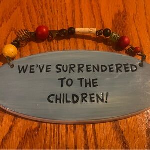 Blue Oval Sign with Beaded Handle